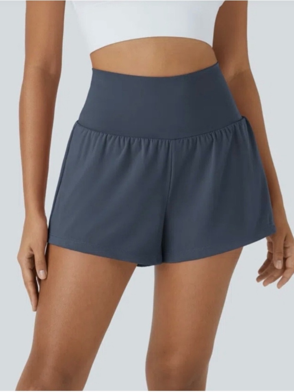 NWT Halara Softlyzero Airy Yoga Shorts High Waisted 2-in-1 Blue Womens Size M